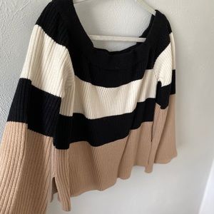 Neutral color block sweater